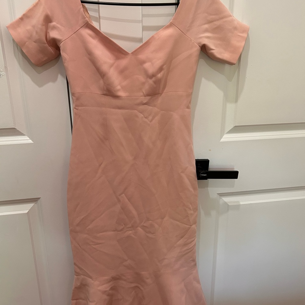 Cinq a Sept Pink Bodycon Midi Dress with Sweetheart Neckline